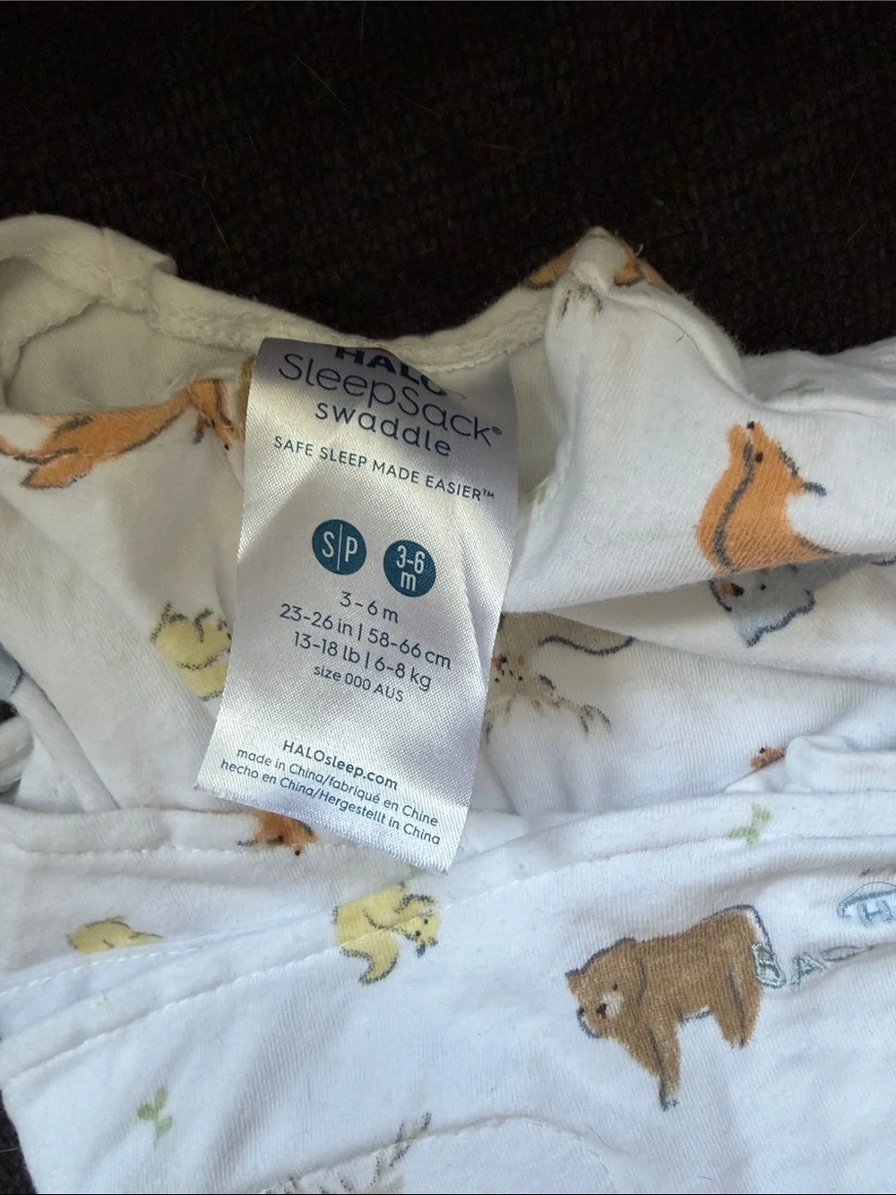 Halo White Sleep Sack with Brown, Orange and Yellow Woodland Animals
